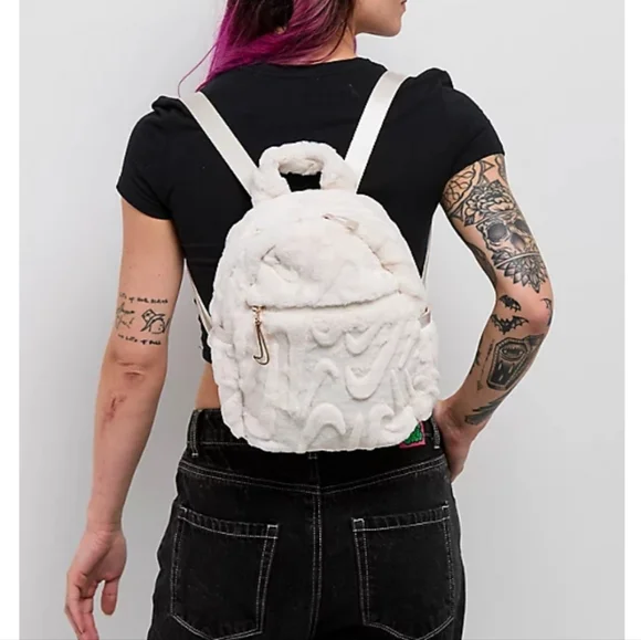 Nike Sportswear Futura Faux Fur White Mini Backpack. NWT. - Picture 3 of 13